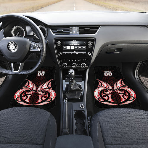 Maori Rugby Custom Ngaru Mangopare Car Mats Black Red Whetu Niho Taniwha Motif