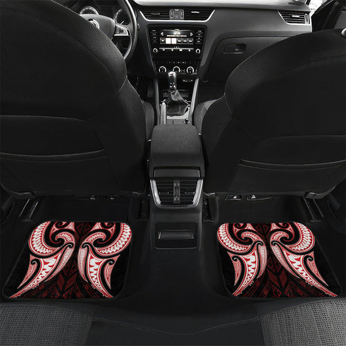 Maori Rugby Custom Ngaru Mangopare Car Mats Black Red Whetu Niho Taniwha Motif