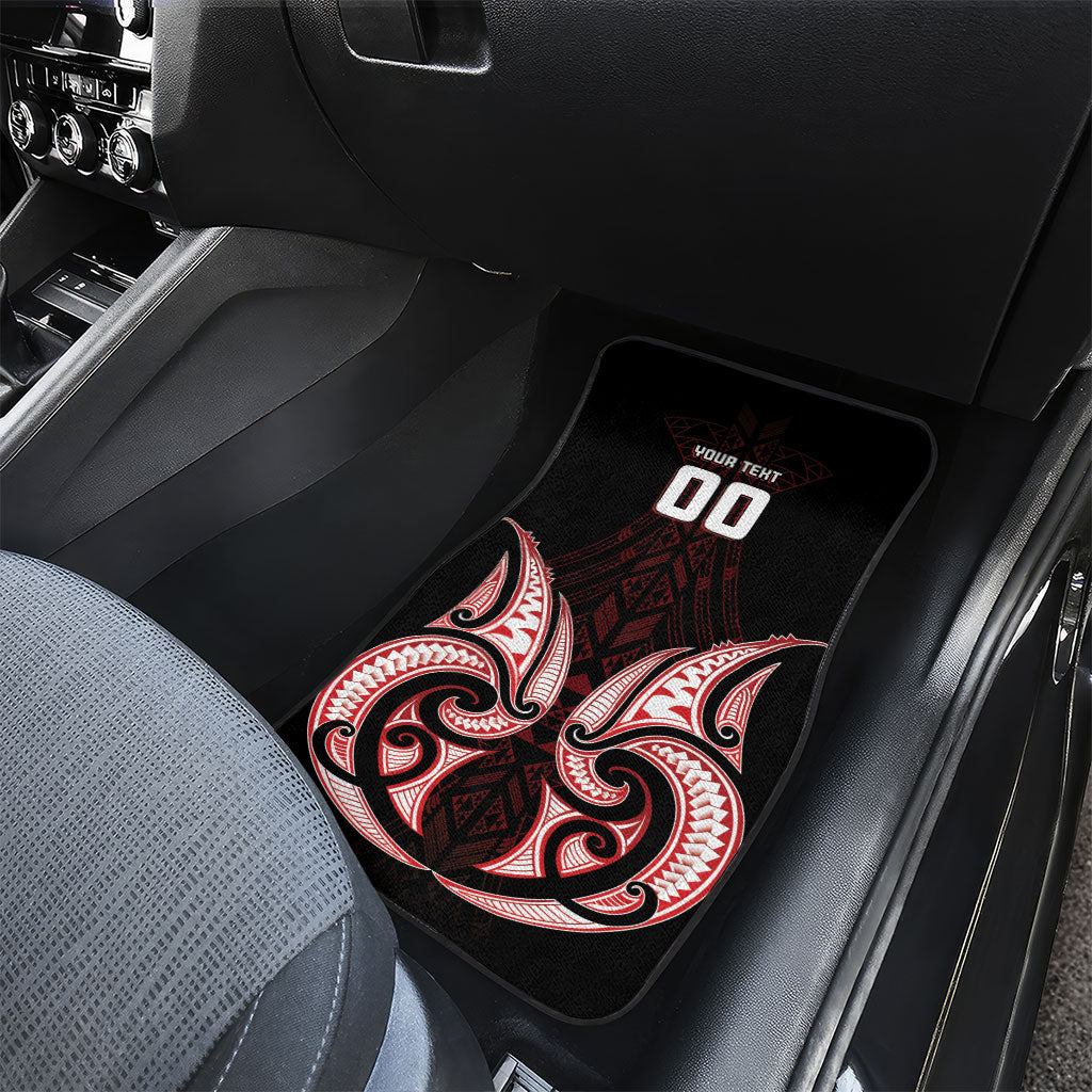 Maori Rugby Custom Ngaru Mangopare Car Mats Black Red Whetu Niho Taniwha Motif