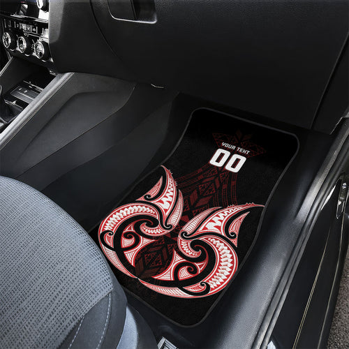 Maori Rugby Custom Ngaru Mangopare Car Mats Black Red Whetu Niho Taniwha Motif
