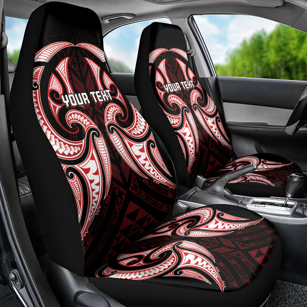 Maori Rugby Custom Ngaru Mangopare Car Seat Cover Black Red Whetu Niho Taniwha Motif