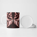 Maori Rugby Custom Ngaru Mangopare Ceramic Mug Black Red Whetu Niho Taniwha Motif
