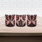 Maori Rugby Custom Ngaru Mangopare Ceramic Mug Black Red Whetu Niho Taniwha Motif