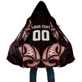 Maori Rugby Custom Ngaru Mangopare Cloak Black Red Whetu Niho Taniwha Motif