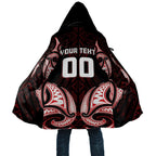 Maori Rugby Custom Ngaru Mangopare Cloak Black Red Whetu Niho Taniwha Motif