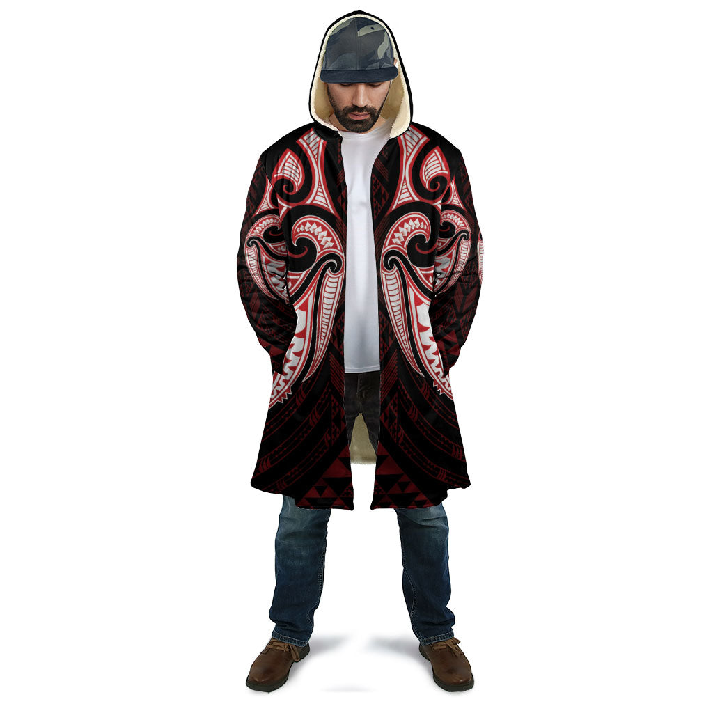 Maori Rugby Custom Ngaru Mangopare Cloak Black Red Whetu Niho Taniwha Motif