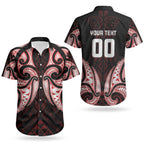 Maori Rugby Custom Ngaru Mangopare Couples Matching Mermaid Dress and Hawaiian Shirt Black Red Whetu Niho Taniwha Motif
