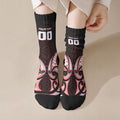 Maori Rugby Custom Ngaru Mangopare Crew Socks Black Red Whetu Niho Taniwha Motif