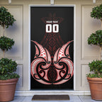 Maori Rugby Custom Ngaru Mangopare Door Cover Black Red Whetu Niho Taniwha Motif