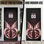 Maori Rugby Custom Ngaru Mangopare Door Cover Black Red Whetu Niho Taniwha Motif