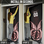 Maori Rugby Custom Ngaru Mangopare Door Cover Black Red Whetu Niho Taniwha Motif
