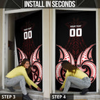 Maori Rugby Custom Ngaru Mangopare Door Cover Black Red Whetu Niho Taniwha Motif