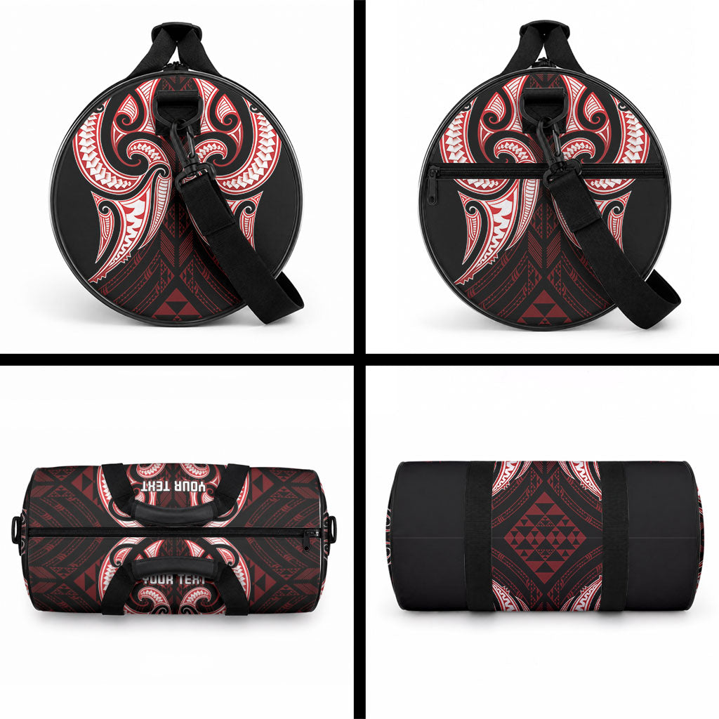 Maori Rugby Custom Ngaru Mangopare Duffle Bag Black Red Whetu Niho Taniwha Motif