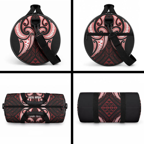 Maori Rugby Custom Ngaru Mangopare Duffle Bag Black Red Whetu Niho Taniwha Motif