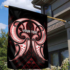Maori Rugby Custom Ngaru Mangopare Garden Flag Black Red Whetu Niho Taniwha Motif