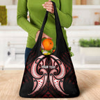 Maori Rugby Custom Ngaru Mangopare Grocery Bag Black Red Whetu Niho Taniwha Motif