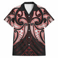 Maori Rugby Custom Ngaru Mangopare Hawaiian Shirt Black Red Whetu Niho Taniwha Motif