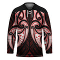 Maori Rugby Custom Ngaru Mangopare Hockey Jersey Black Red Whetu Niho Taniwha Motif