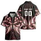 Maori Rugby Custom Ngaru Mangopare Kid Hawaiian Shirt Black Red Whetu Niho Taniwha Motif