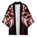 Maori Rugby Custom Ngaru Mangopare Kimono Black Red Whetu Niho Taniwha Motif