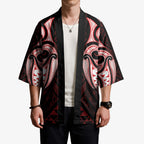 Maori Rugby Custom Ngaru Mangopare Kimono Black Red Whetu Niho Taniwha Motif