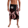 Maori Rugby Custom Ngaru Mangopare Lavalava Black Red Whetu Niho Taniwha Motif