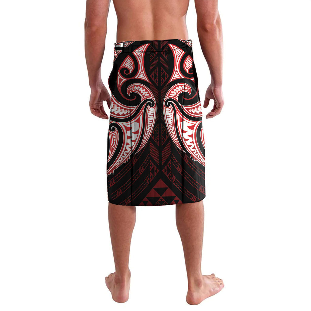 Maori Rugby Custom Ngaru Mangopare Lavalava Black Red Whetu Niho Taniwha Motif