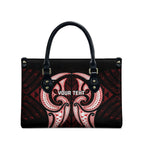 Maori Rugby Custom Ngaru Mangopare Leather Bag Black Red Whetu Niho Taniwha Motif