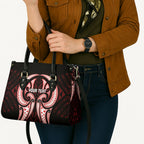 Maori Rugby Custom Ngaru Mangopare Leather Bag Black Red Whetu Niho Taniwha Motif