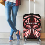 Maori Rugby Custom Ngaru Mangopare Luggage Cover Black Red Whetu Niho Taniwha Motif
