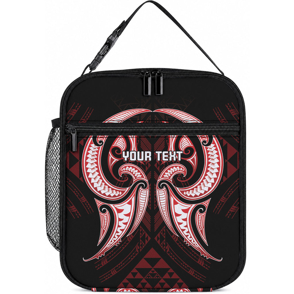 Maori Rugby Custom Ngaru Mangopare Lunch Bag Black Red Whetu Niho Taniwha Motif