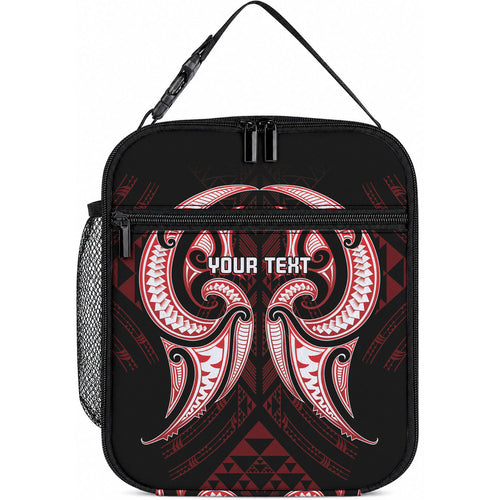 Maori Rugby Custom Ngaru Mangopare Lunch Bag Black Red Whetu Niho Taniwha Motif