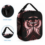 Maori Rugby Custom Ngaru Mangopare Lunch Bag Black Red Whetu Niho Taniwha Motif