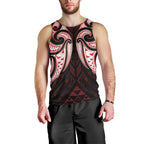 Maori Rugby Custom Ngaru Mangopare Men Tank Top Black Red Whetu Niho Taniwha Motif