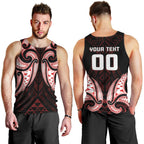 Maori Rugby Custom Ngaru Mangopare Men Tank Top Black Red Whetu Niho Taniwha Motif