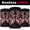 Maori Rugby Custom Ngaru Mangopare Neck Gaiter Black Red Whetu Niho Taniwha Motif