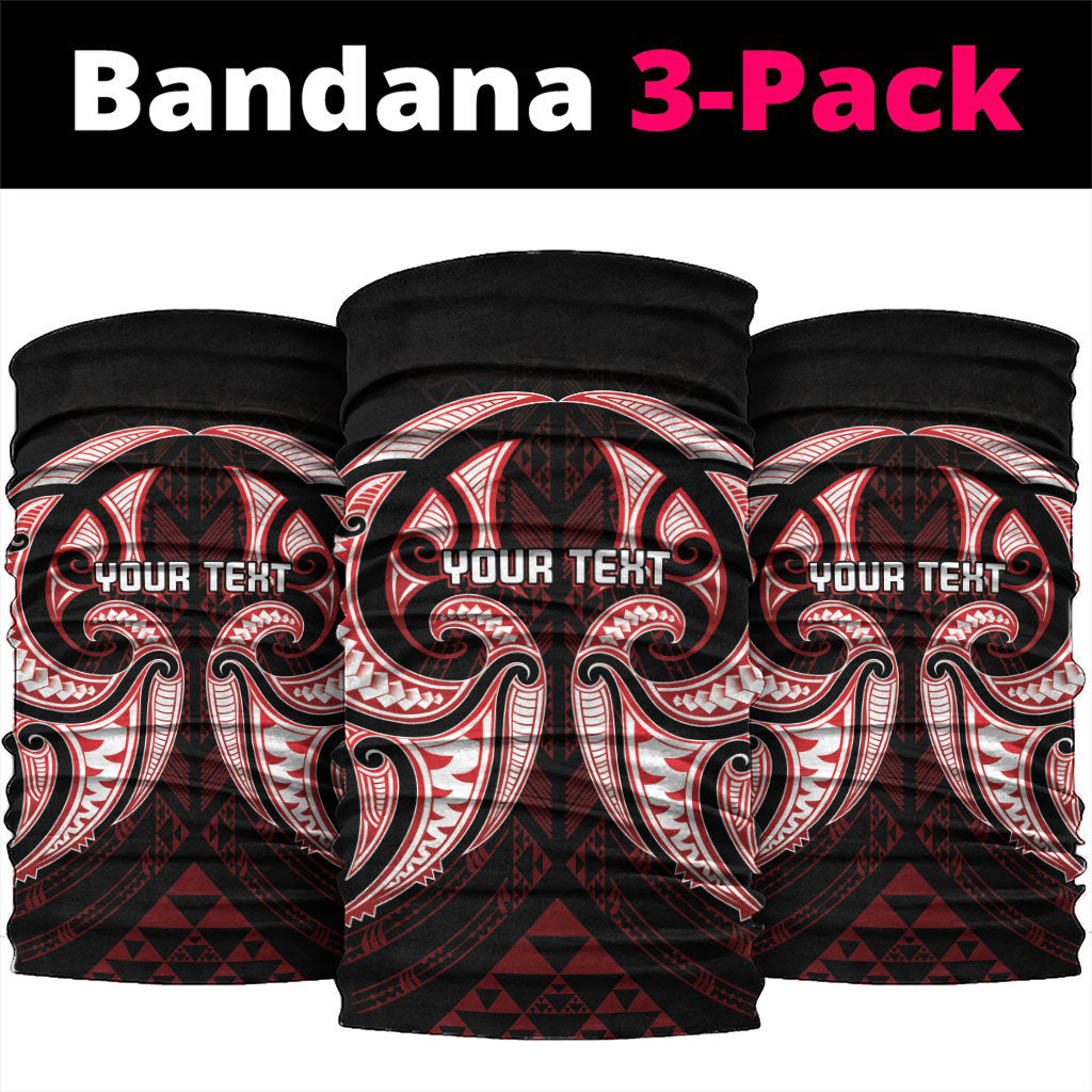 Maori Rugby Custom Ngaru Mangopare Neck Gaiter Black Red Whetu Niho Taniwha Motif
