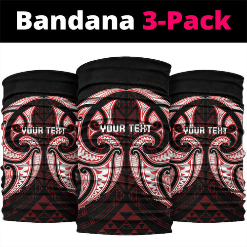Maori Rugby Custom Ngaru Mangopare Neck Gaiter Black Red Whetu Niho Taniwha Motif