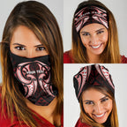 Maori Rugby Custom Ngaru Mangopare Neck Gaiter Black Red Whetu Niho Taniwha Motif