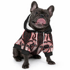 Maori Rugby Custom Ngaru Mangopare Pet Hoodie Black Red Whetu Niho Taniwha Motif