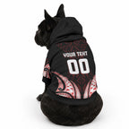 Maori Rugby Custom Ngaru Mangopare Pet Hoodie Black Red Whetu Niho Taniwha Motif