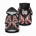 Maori Rugby Custom Ngaru Mangopare Pet Hoodie Black Red Whetu Niho Taniwha Motif