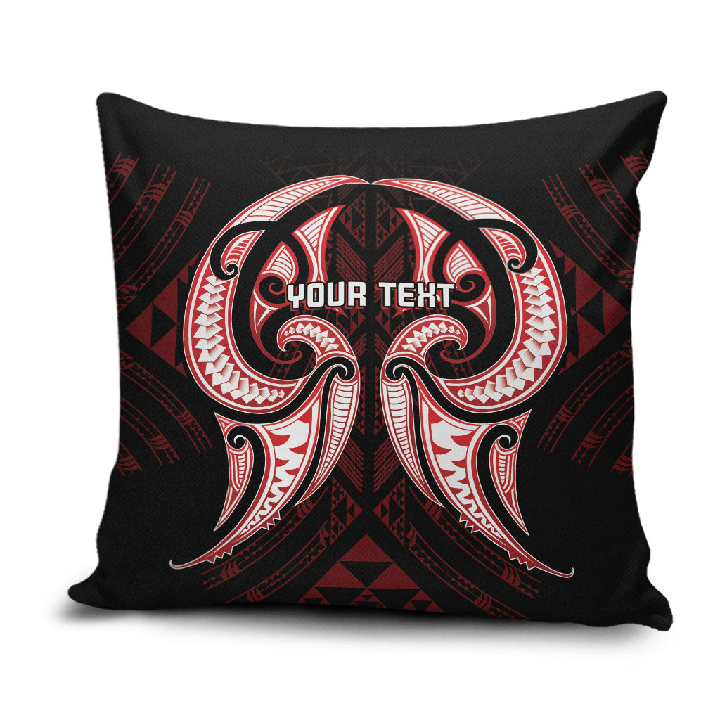 Maori Rugby Custom Ngaru Mangopare Pillow Cover Black Red Whetu Niho Taniwha Motif