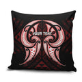 Maori Rugby Custom Ngaru Mangopare Pillow Cover Black Red Whetu Niho Taniwha Motif