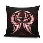 Maori Rugby Custom Ngaru Mangopare Pillow Cover Black Red Whetu Niho Taniwha Motif