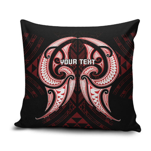 Maori Rugby Custom Ngaru Mangopare Pillow Cover Black Red Whetu Niho Taniwha Motif