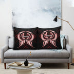 Maori Rugby Custom Ngaru Mangopare Pillow Cover Black Red Whetu Niho Taniwha Motif