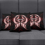 Maori Rugby Custom Ngaru Mangopare Pillow Cover Black Red Whetu Niho Taniwha Motif