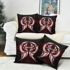 Maori Rugby Custom Ngaru Mangopare Pillow Cover Black Red Whetu Niho Taniwha Motif