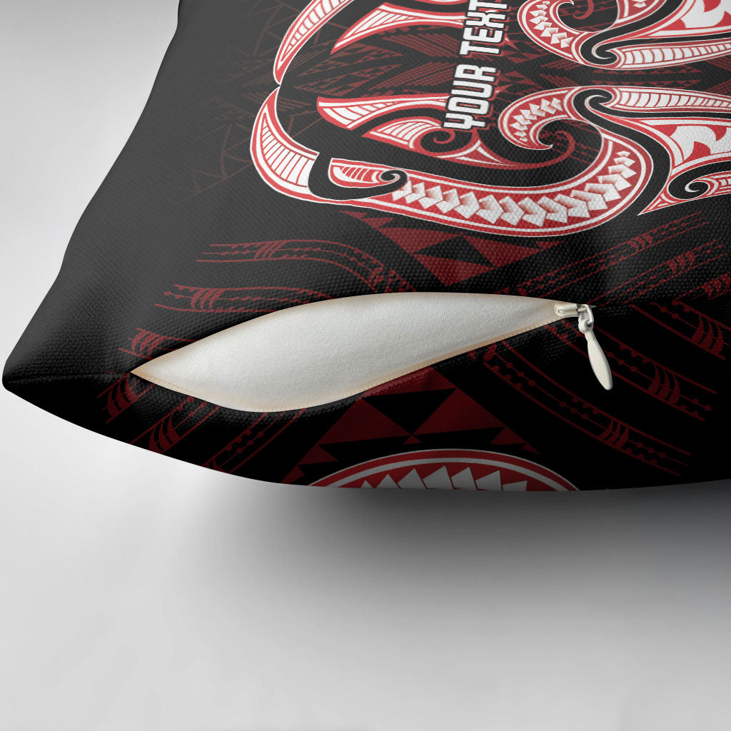 Maori Rugby Custom Ngaru Mangopare Pillow Cover Black Red Whetu Niho Taniwha Motif